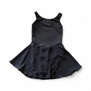 Bloch Black Ballet Dance Leotard Dress Girls 8-10 Built in Briefs Tank Skirted